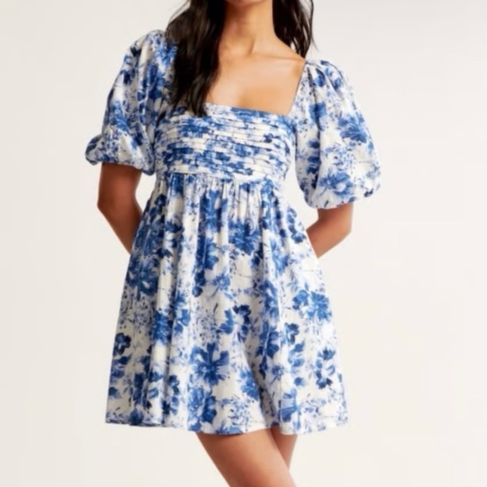 Abercrombie & Fitch Emerson Poplin Puff Sleeve Mini Dress